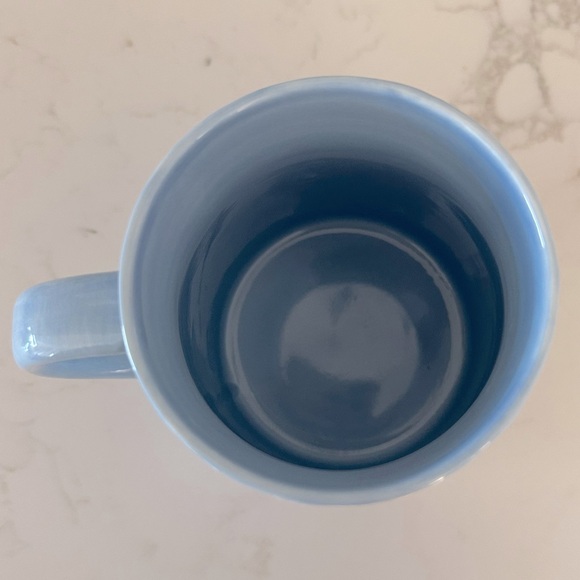 Blue & White Floral Embossed Monogram E Mug Coffee Cup - Picture 4 of 5